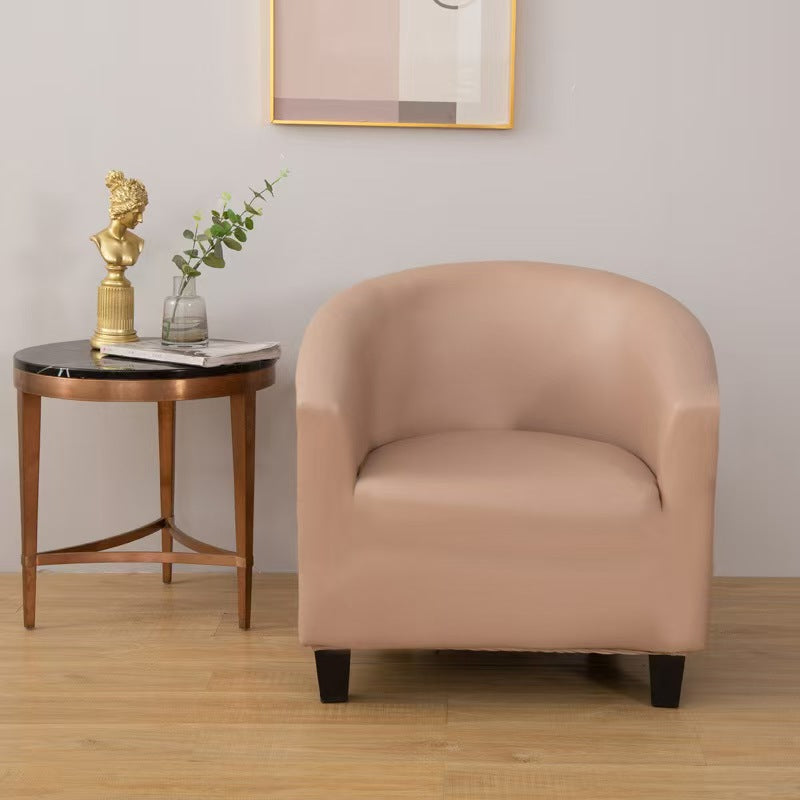 Clubsesselbezug aus Kunstleder, Taupe, auf einem Clubsessel