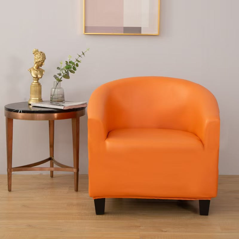 Clubsesselbezug aus Kunstleder, Mandarine, auf einem Clubsessel