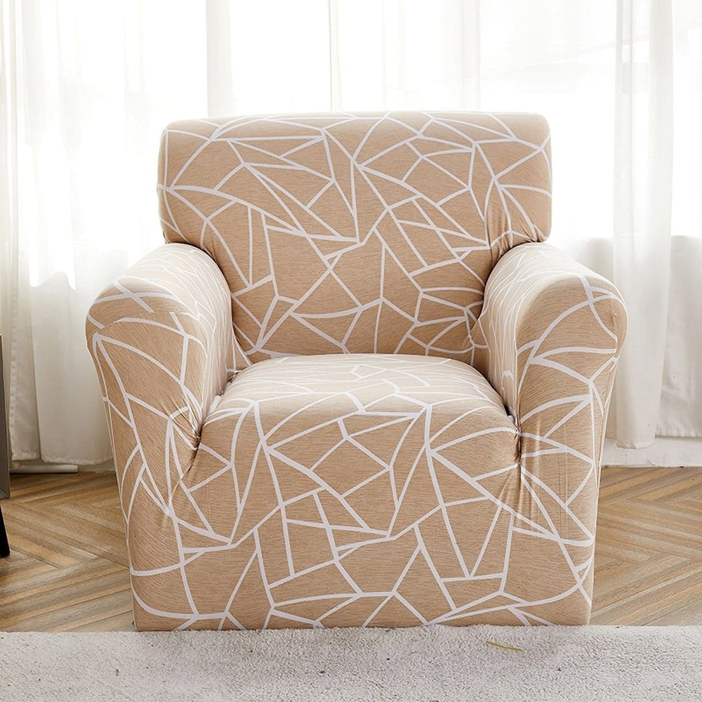 Stretch-Sesselbezug Beige Grafikmuster