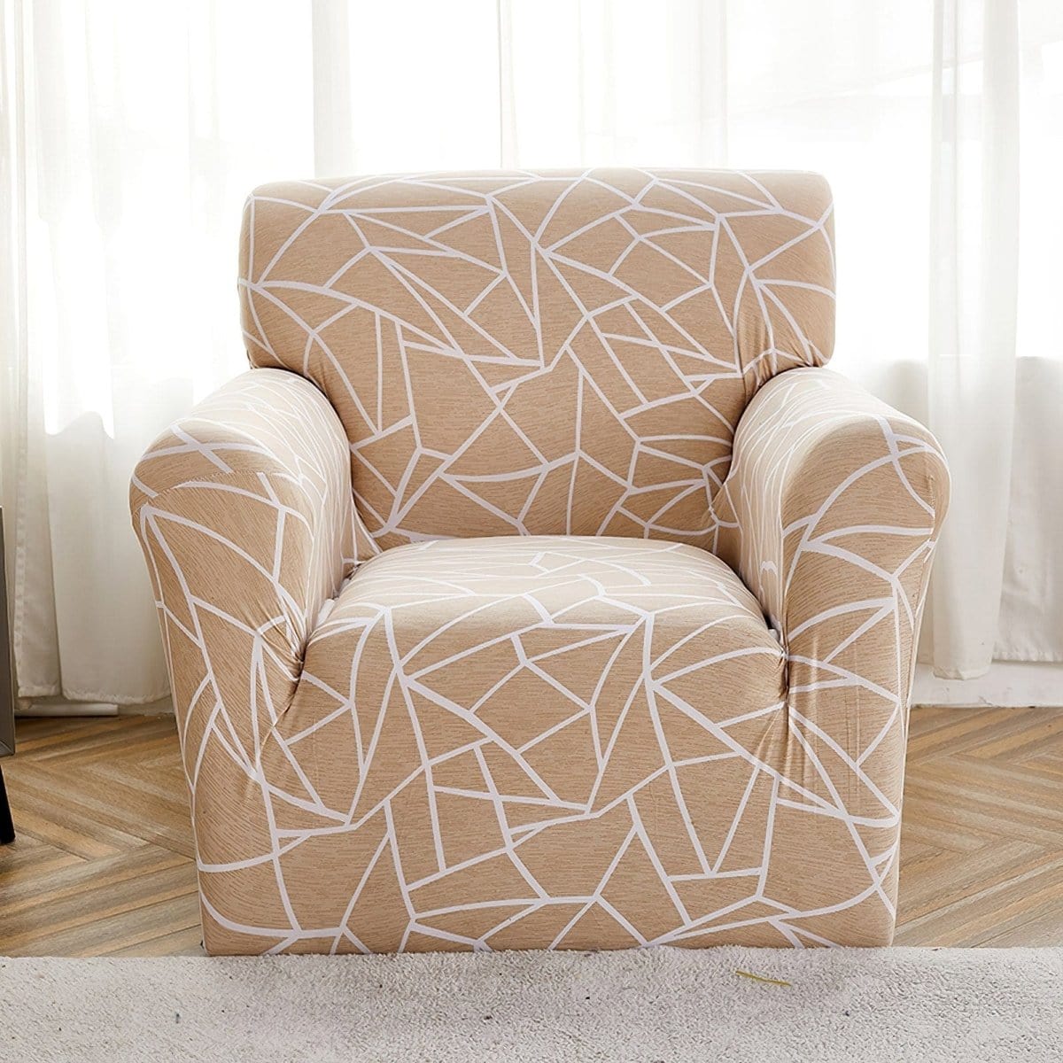 Stretch-Sesselbezug Beige Grafikmuster