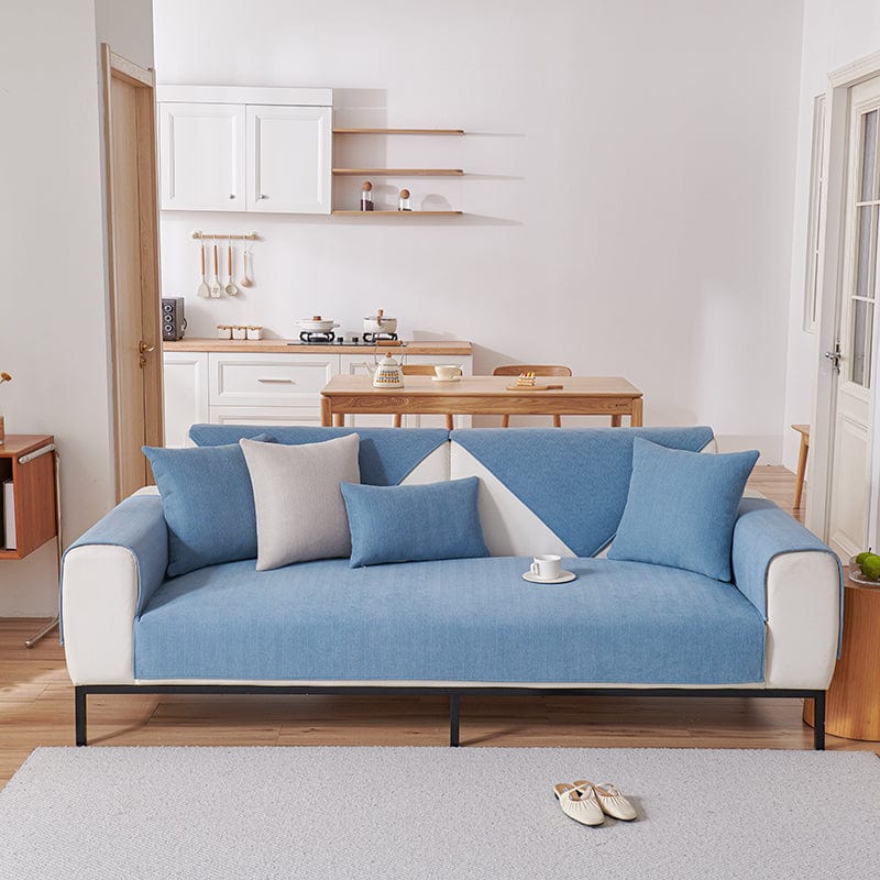 EasyCover-Sofabezug aus Chenille, Blau Chenille, auf einem Sofa