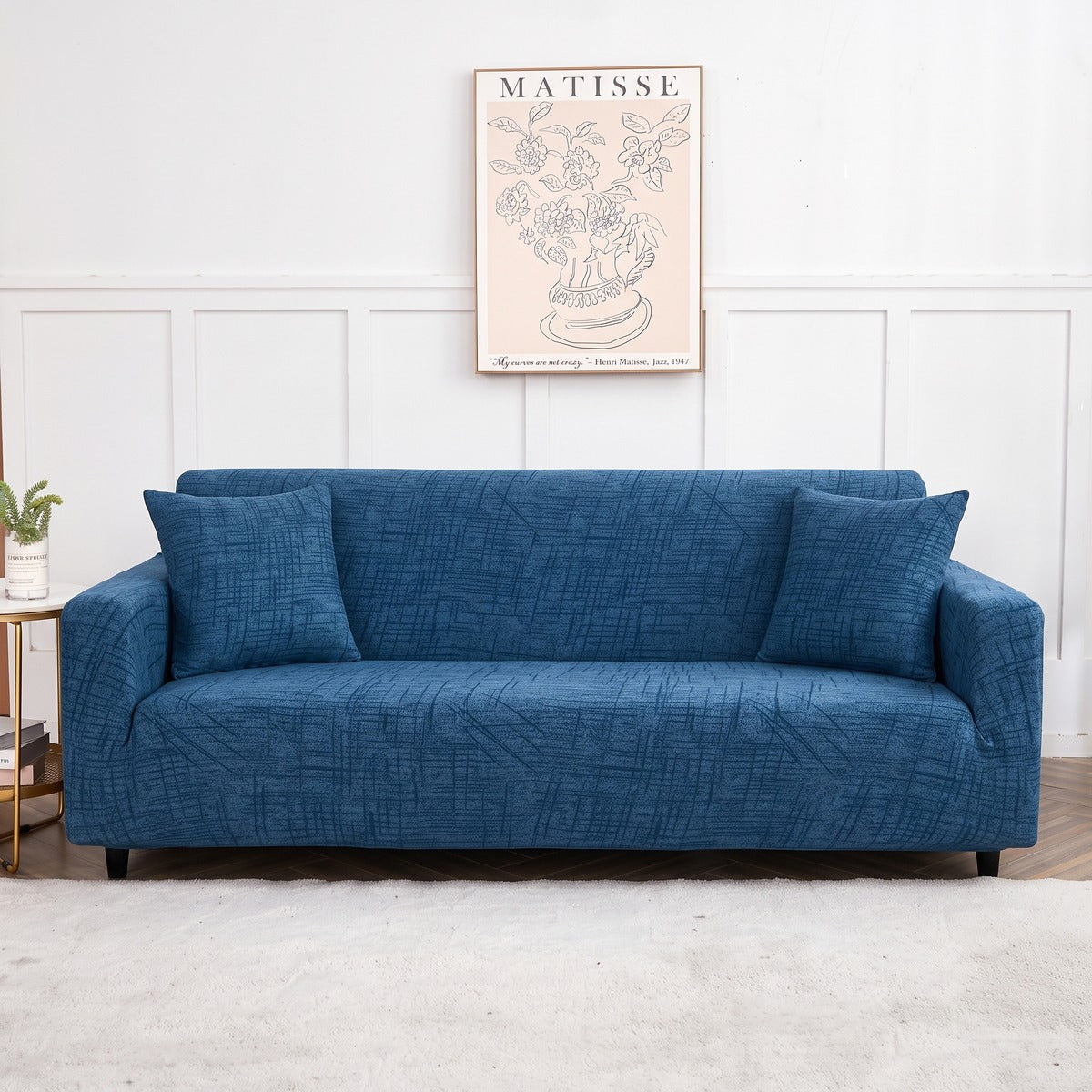 Stretch-Sofabezug Jeansblau meliert