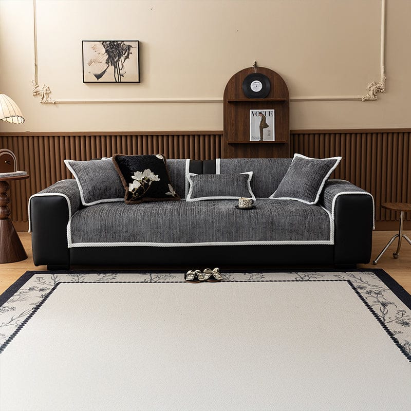 EasyCover-Sofabezug aus Cord-Chenille, Dunkelgrau Cord, auf einem Sofa