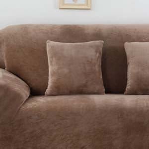 Kissenbezüge aus Samt 45 × 45 cm — 2er-Set, Mokka, auf einem Sofa
