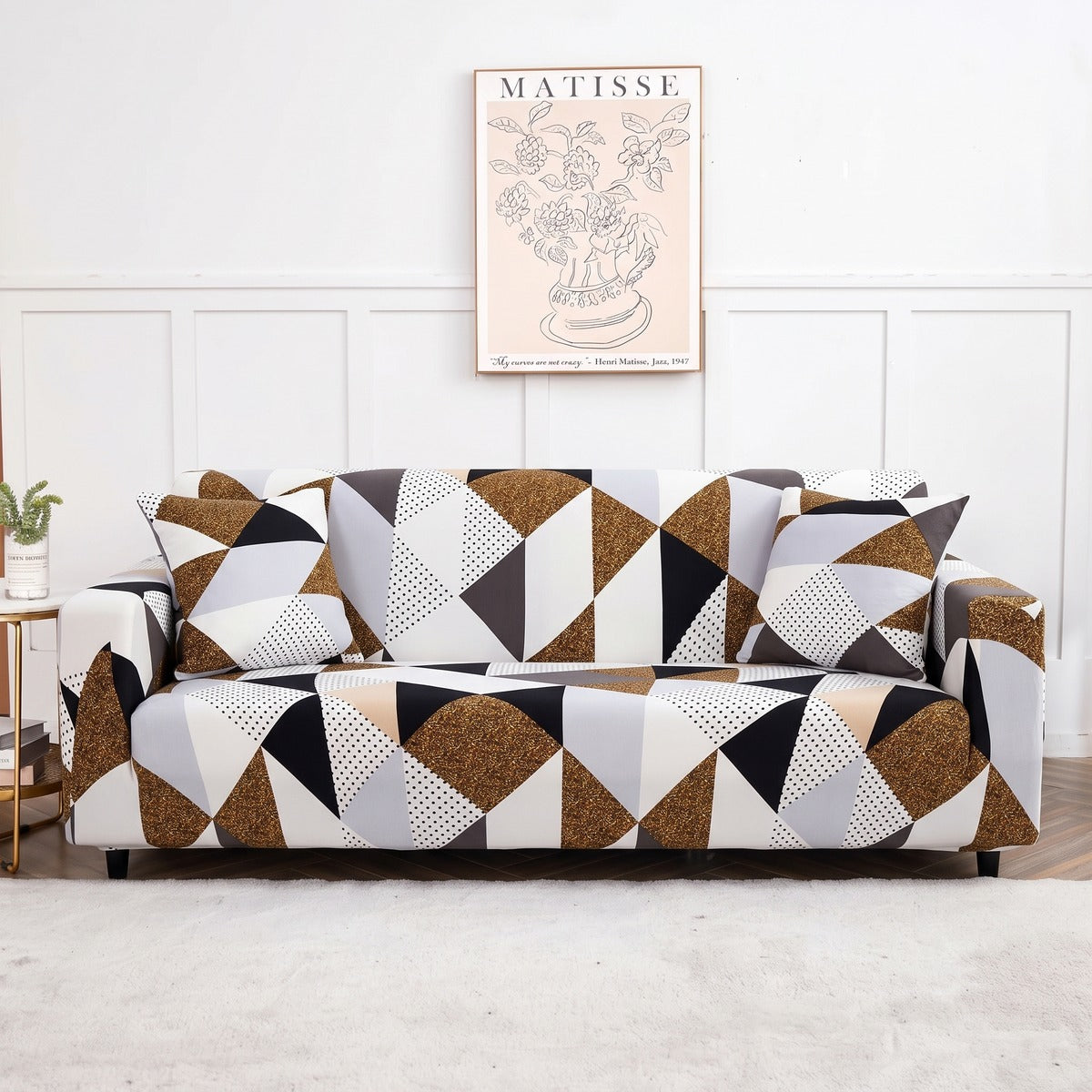 Stretch-Sofabezug Patchwork Braun und Schwarz