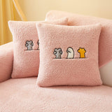 EasyCover-Kissenbezug aus Teddy-Bouclé mit Katzenstickerei — 1 Stück