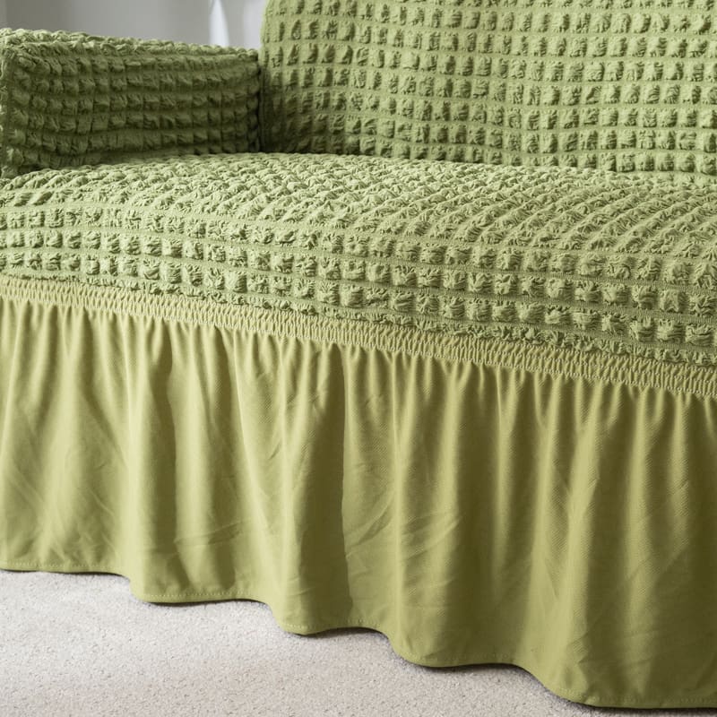 Grün - Sofabezüge Jupe für klassische und Ecksofas - Das Haus der Überzüge