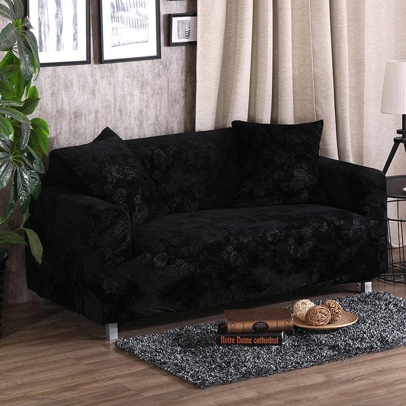 Schwarz - Sofabezüge aus Geprägter Samt für klassische und Ecksofas - Das Haus der Überzüge