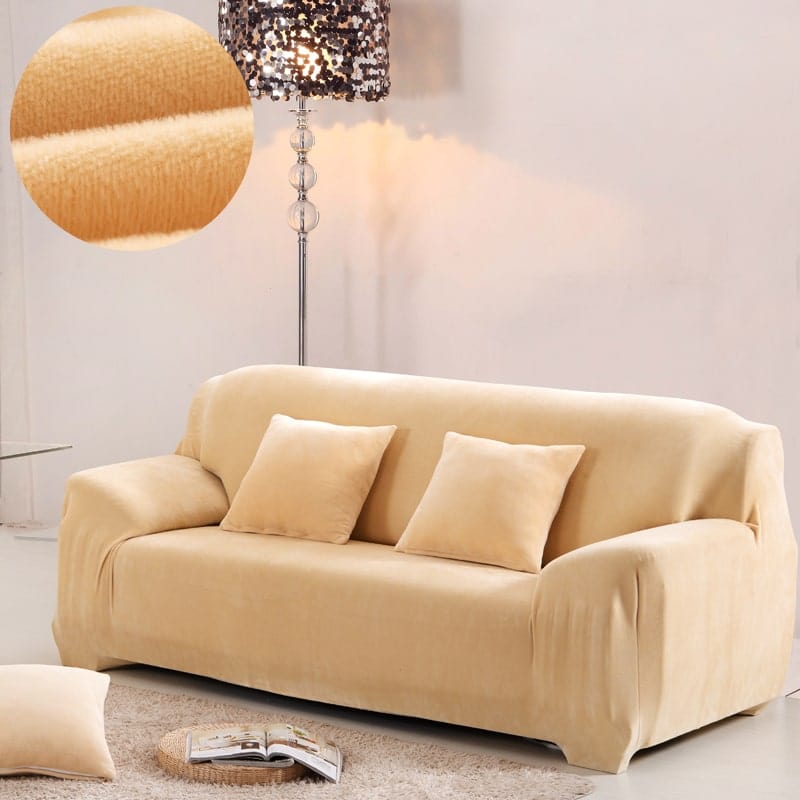 Beige - Sofabezüge aus Samt für klassische und Ecksofas