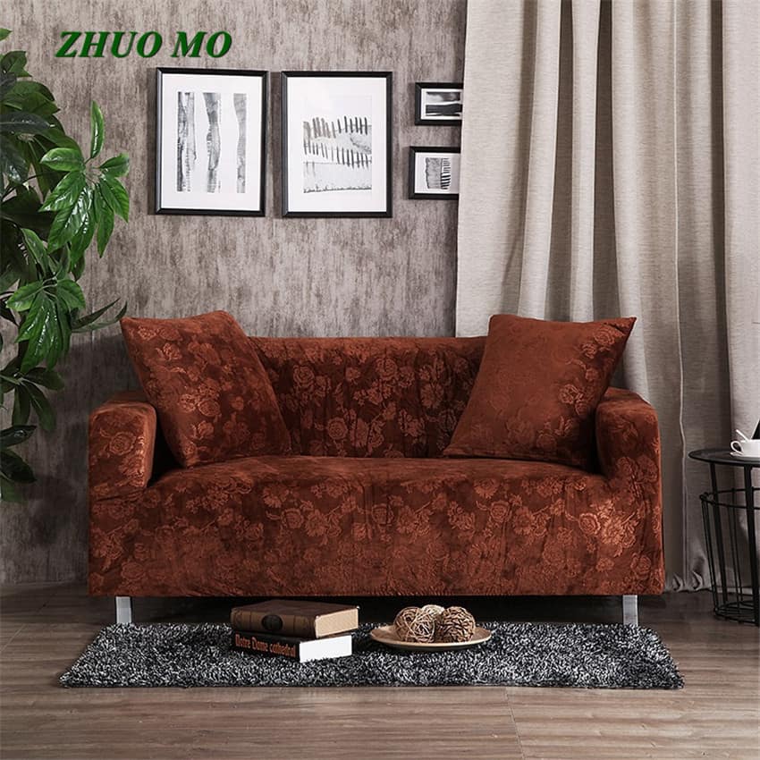EINSITZIG (90-140 CM) Braun - Sofabezüge aus Geprägter Samt für klassische und Ecksofas - Das Haus der Überzüge