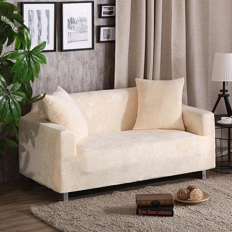 Creme-Weiß - Sofabezüge aus Geprägter Samt für klassische und Ecksofas - Das Haus der Überzüge Off-weiß - Sofabezüge aus Geprägter Samt für klassische und Ecksofas - Das Haus der Überzüge
